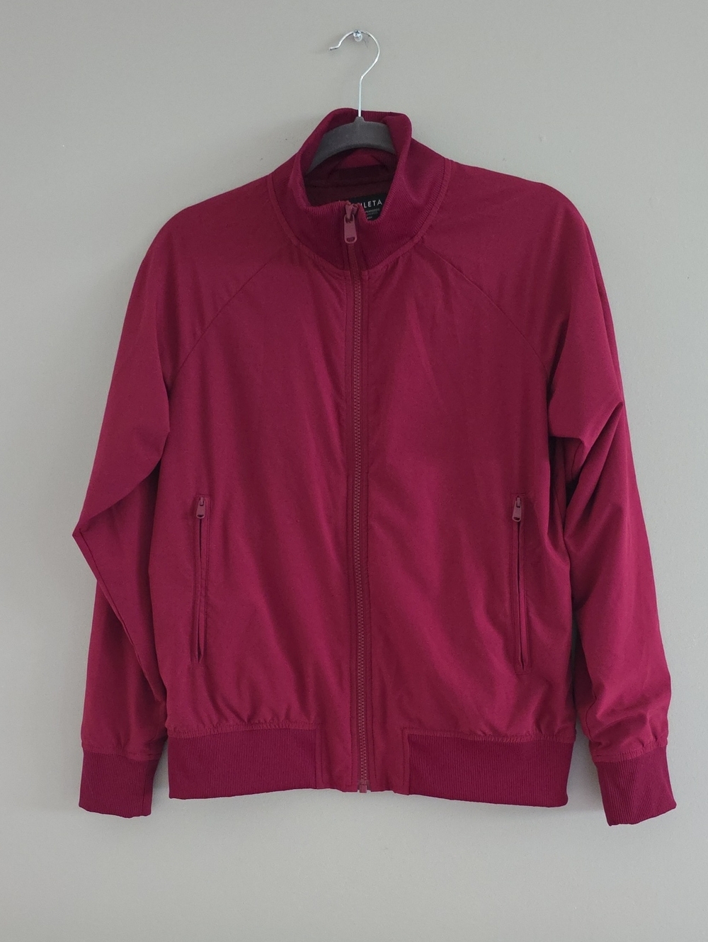 Athleta Maroon Full-Zip Bomber Jacket